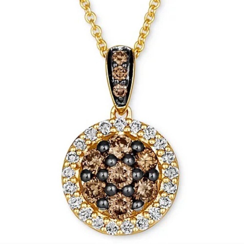 $3450 / NEW / Levian 0.5 CWT Chocolate & Nude Diamond Necklace / 14K Gold